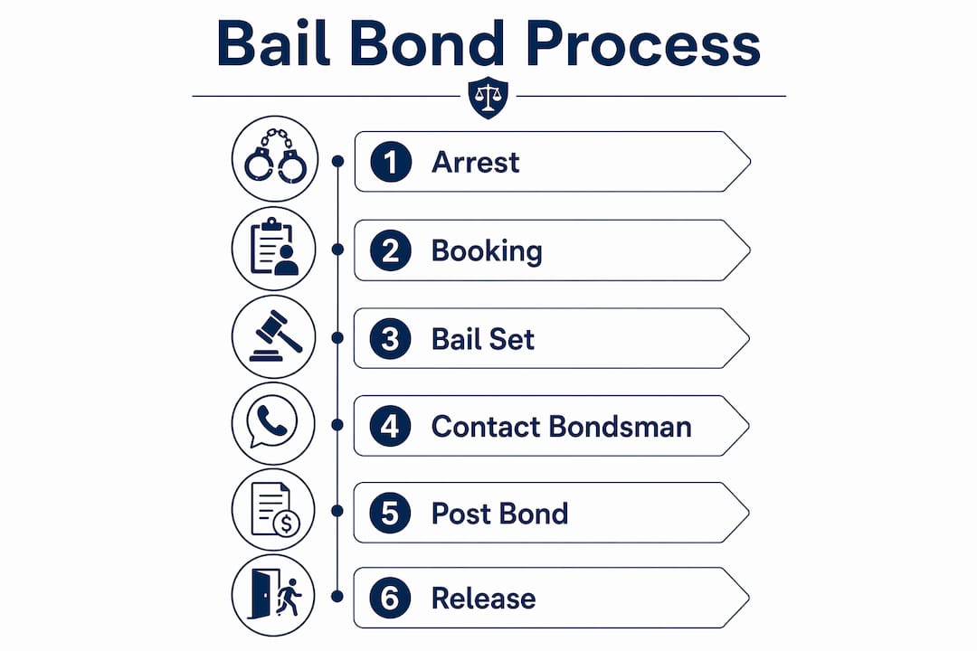 Infographic outlining bail bond process steps