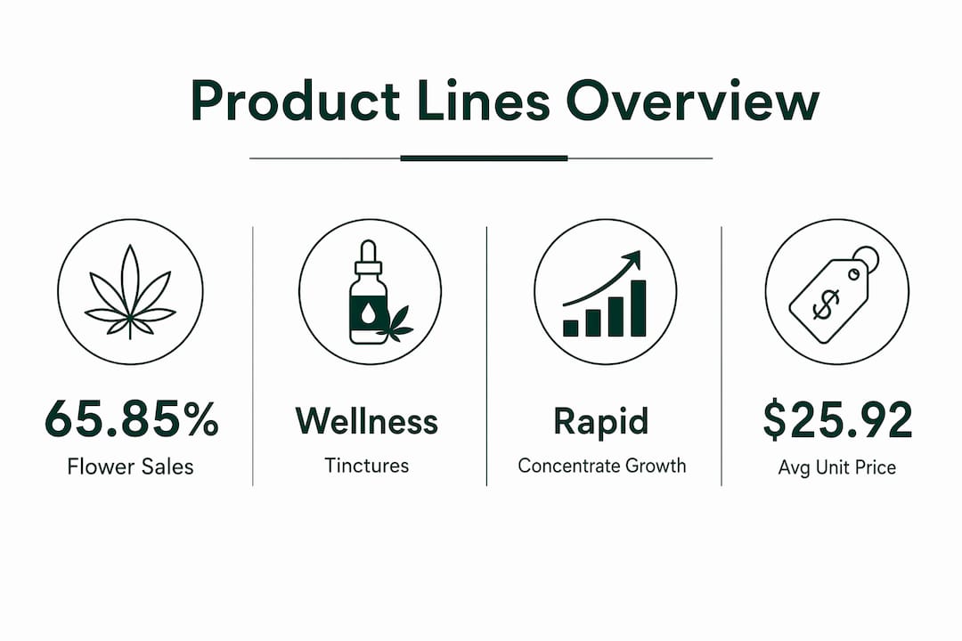 Infographic displaying High Falls Canna product line stats