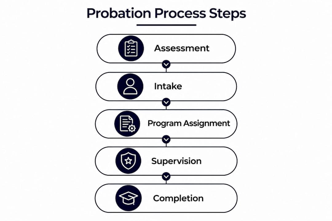 Infographic illustrating step-by-step probation process