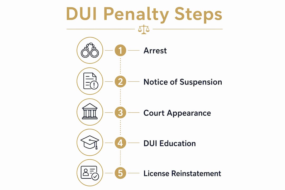 Infographic visualizing DUI penalty process steps