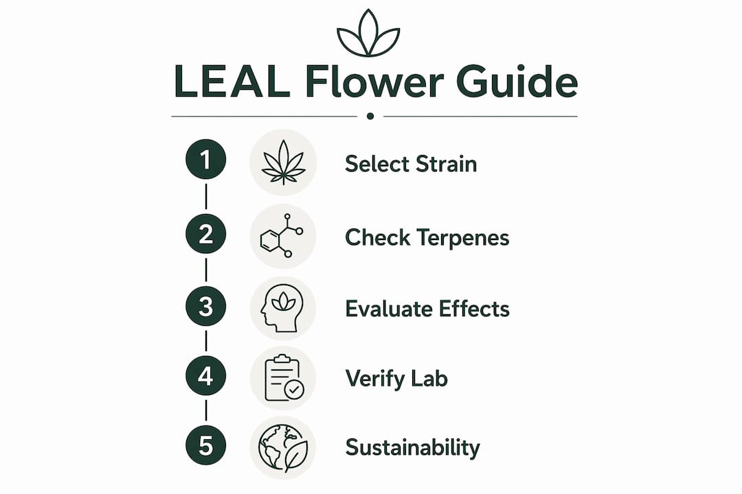 Infographic of LEAL flower buying guide steps