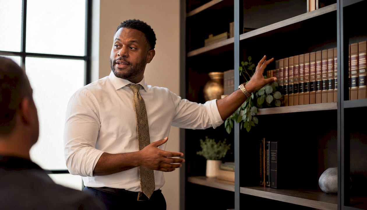 Attorney consulting client on DUI defense