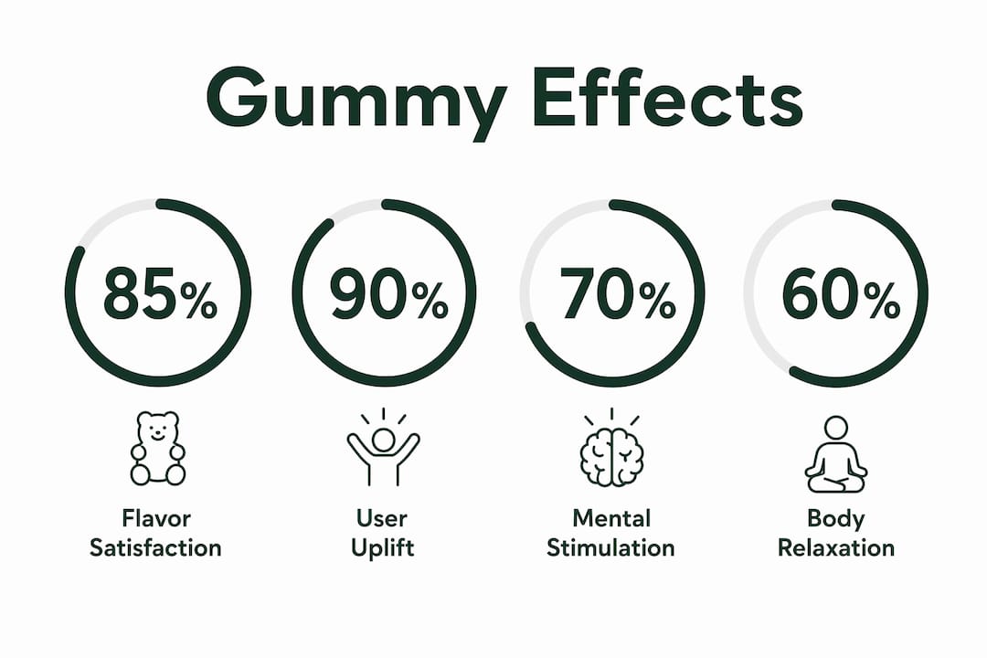 Infographic showing effects and benefits of gummies