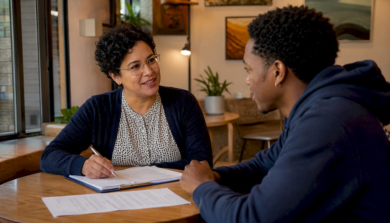 Counselor and man discussing DUI enrollment