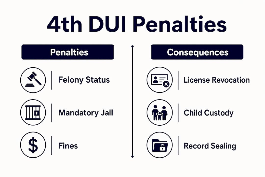 Infographic comparing penalties and consequences of 4th DUI