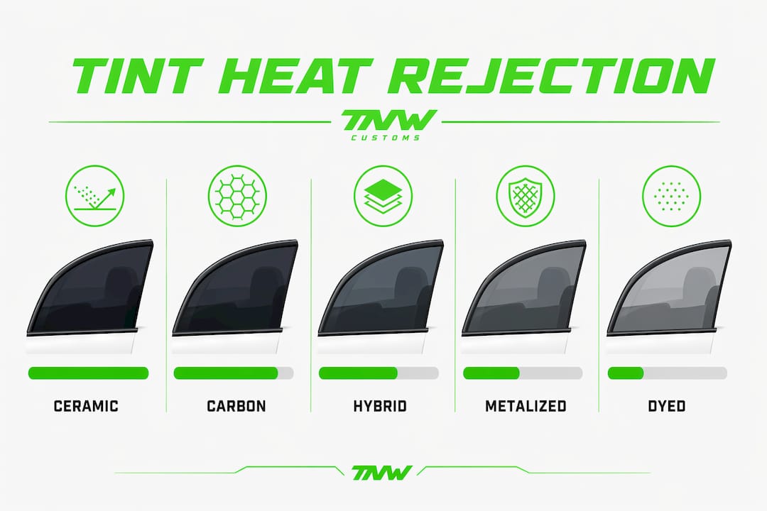 Infographic ranking tint types by heat rejection