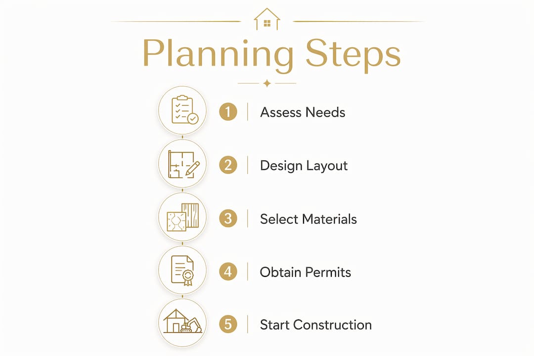 Infographic with five key planning steps for addition