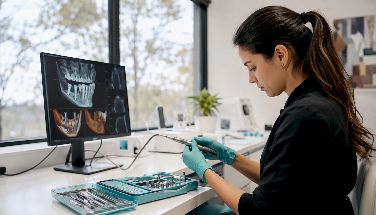 Dental implant training workstation with technology