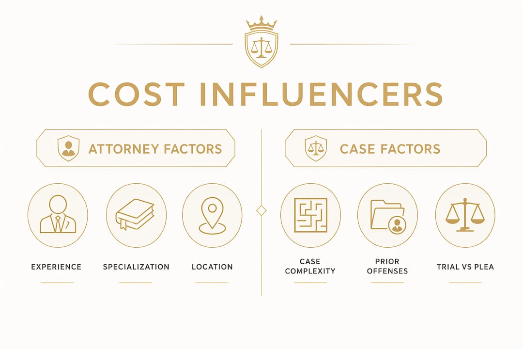 Infographic of key DUI lawyer cost influencing factors