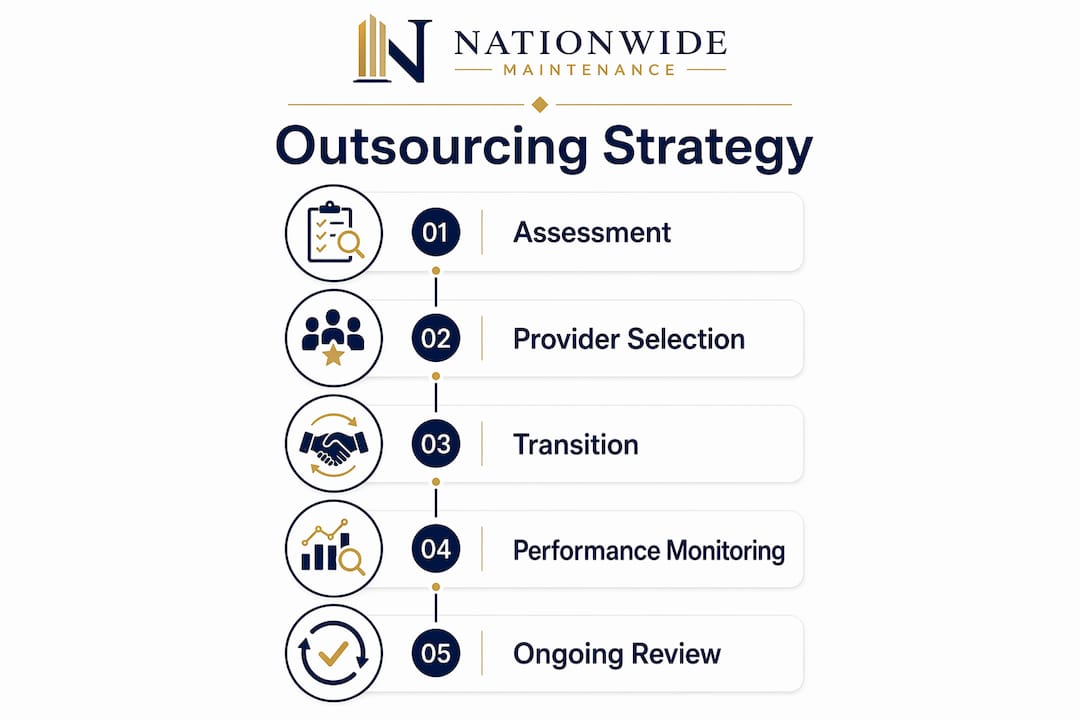 Infographic showing outsourcing strategy steps