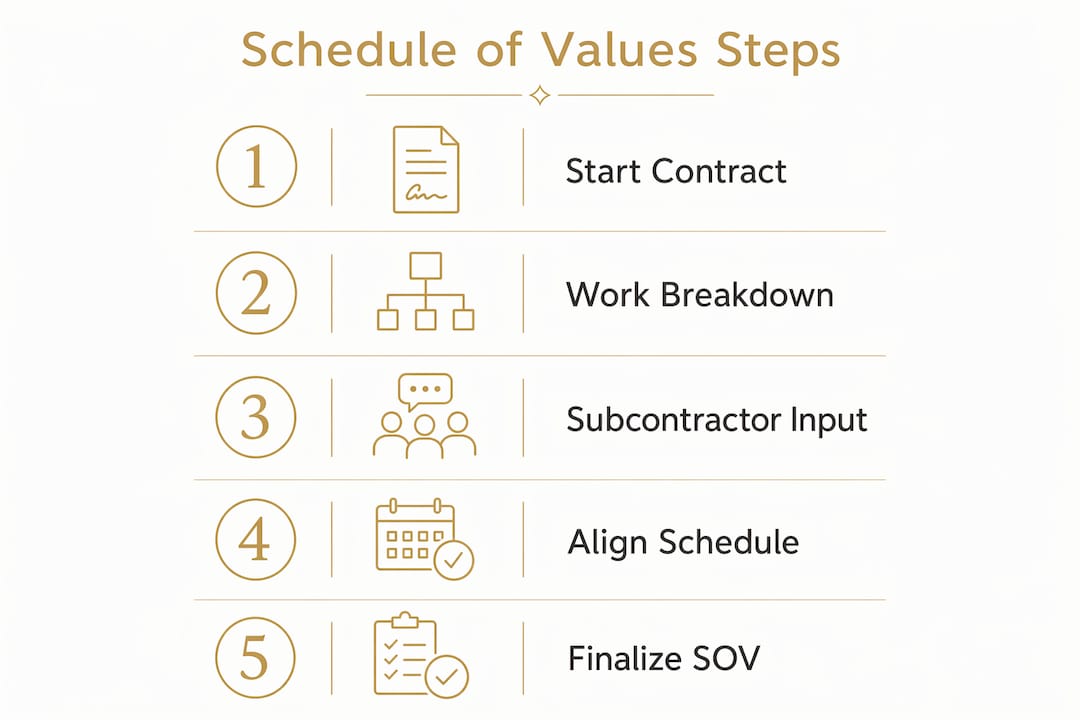 Infographic showing steps to create schedule of values