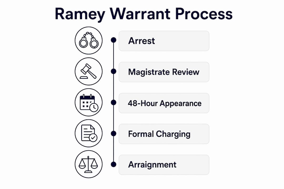 Infographic outlining steps of the Ramey warrant process