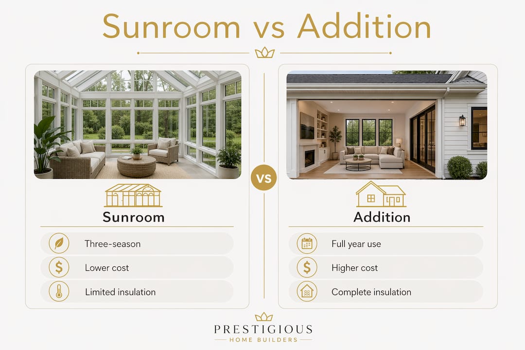 Infographic comparing sunroom and addition advantages