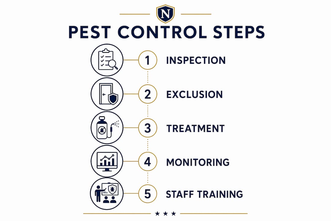 Infographic showing pest control process steps
