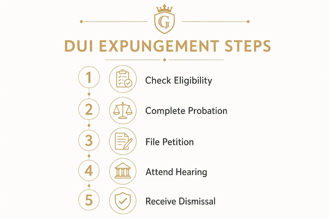 Infographic illustrating DUI expungement steps