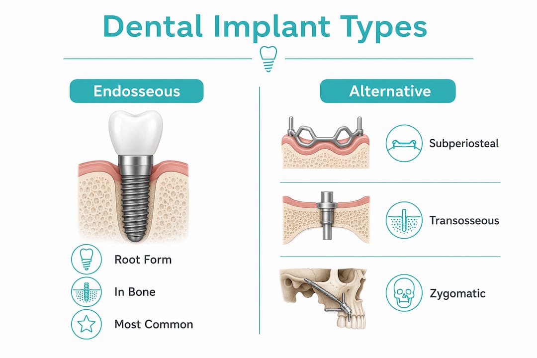 Infographic comparing dental implant types