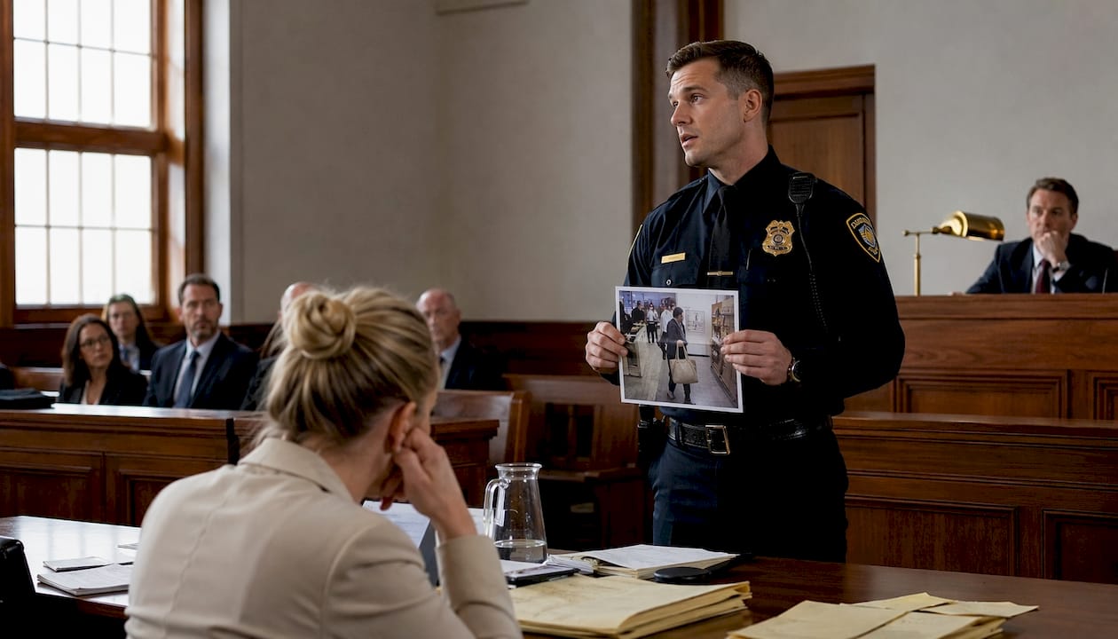 Loss prevention officer presenting shoplifting evidence