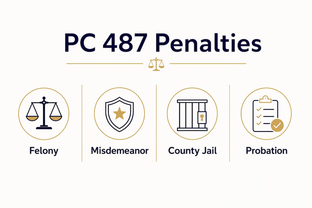 Infographic showing penalties for PC 487 grand theft