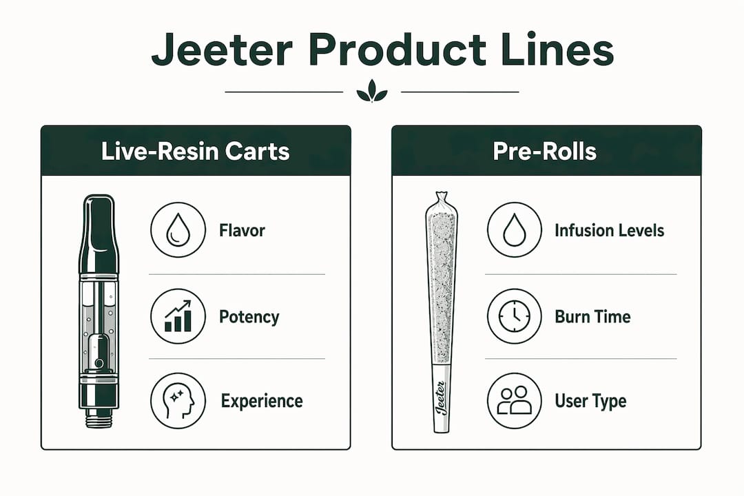 Infographic comparing Jeeter carts and pre-rolls