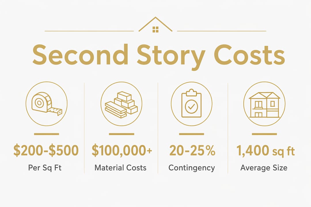 Infographic showing key cost statistics for second story addition