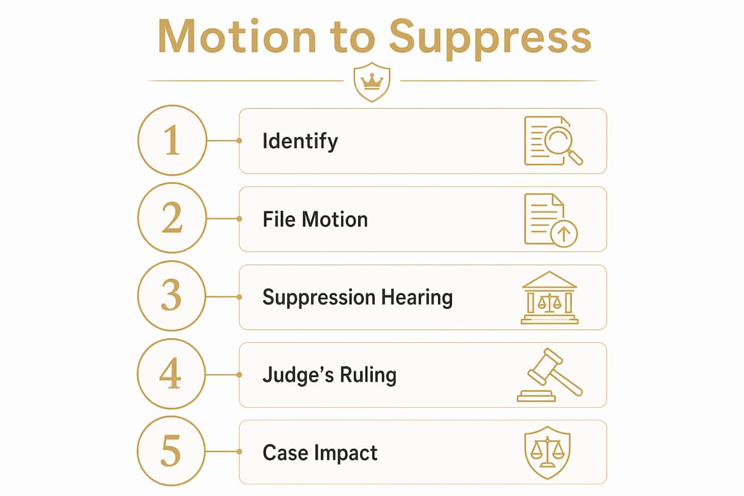 Infographic showing suppression motion process steps