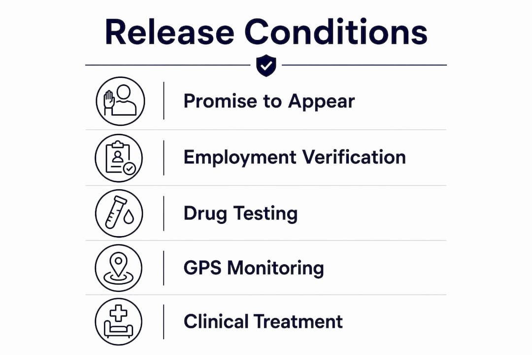 Infographic showing release conditions flow