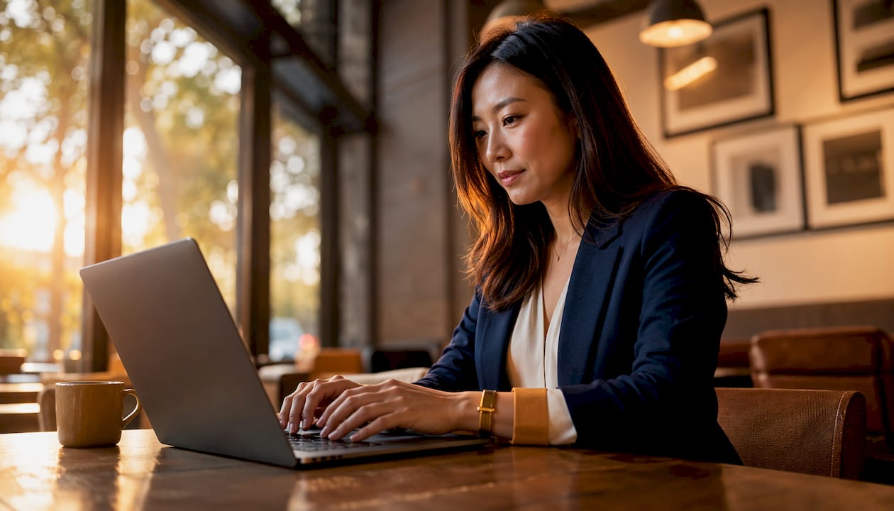 Employer drafting character letter in office