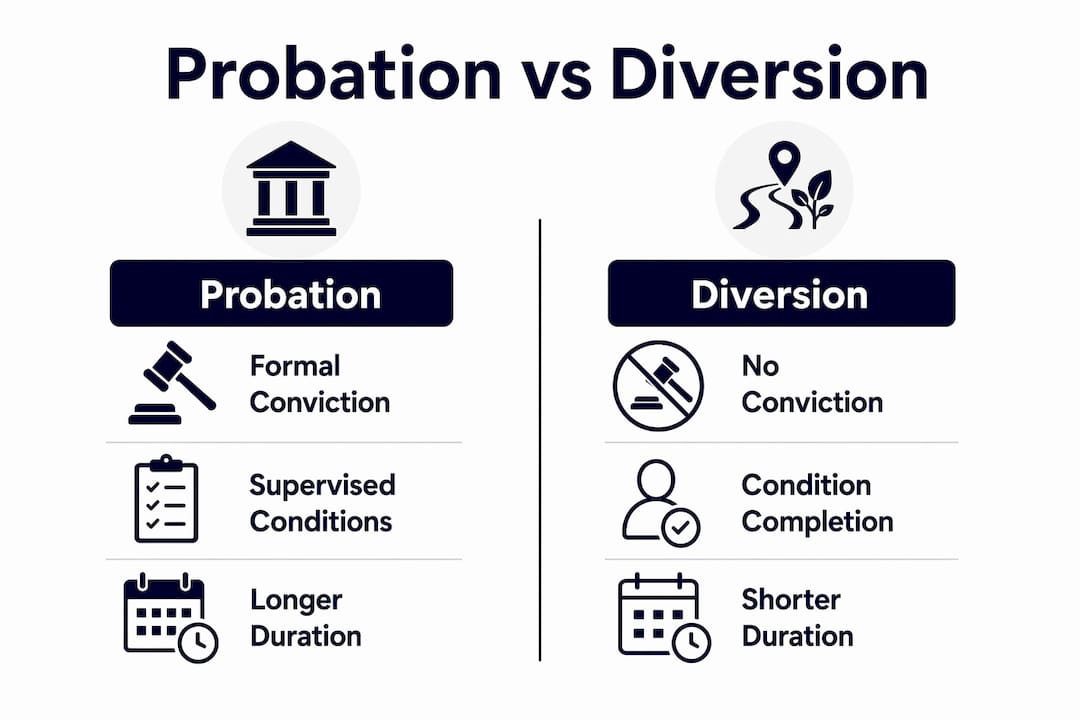 Infographic comparing probation and diversion programs