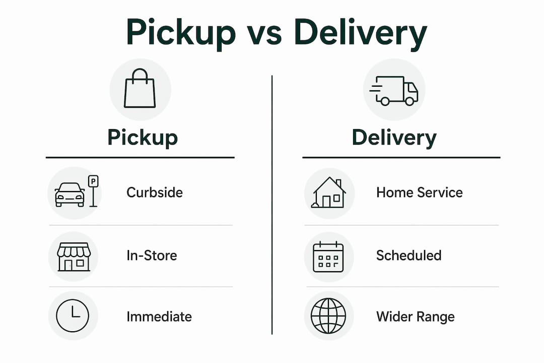 Infographic comparing dispensary pickup and delivery options