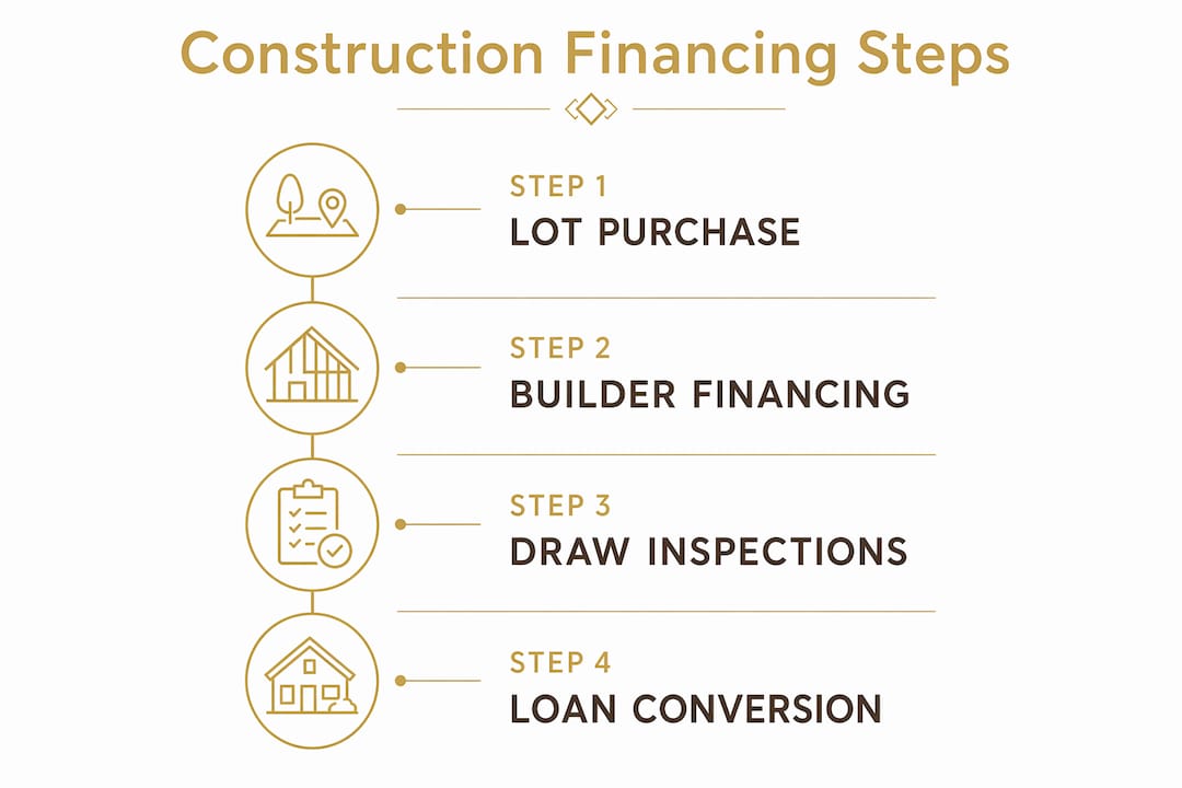 Infographic showing step-by-step construction financing process