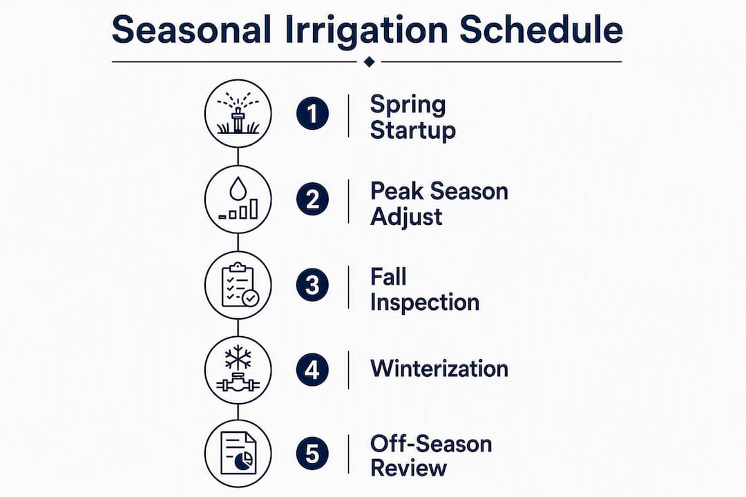 Infographic of seasonal irrigation maintenance steps