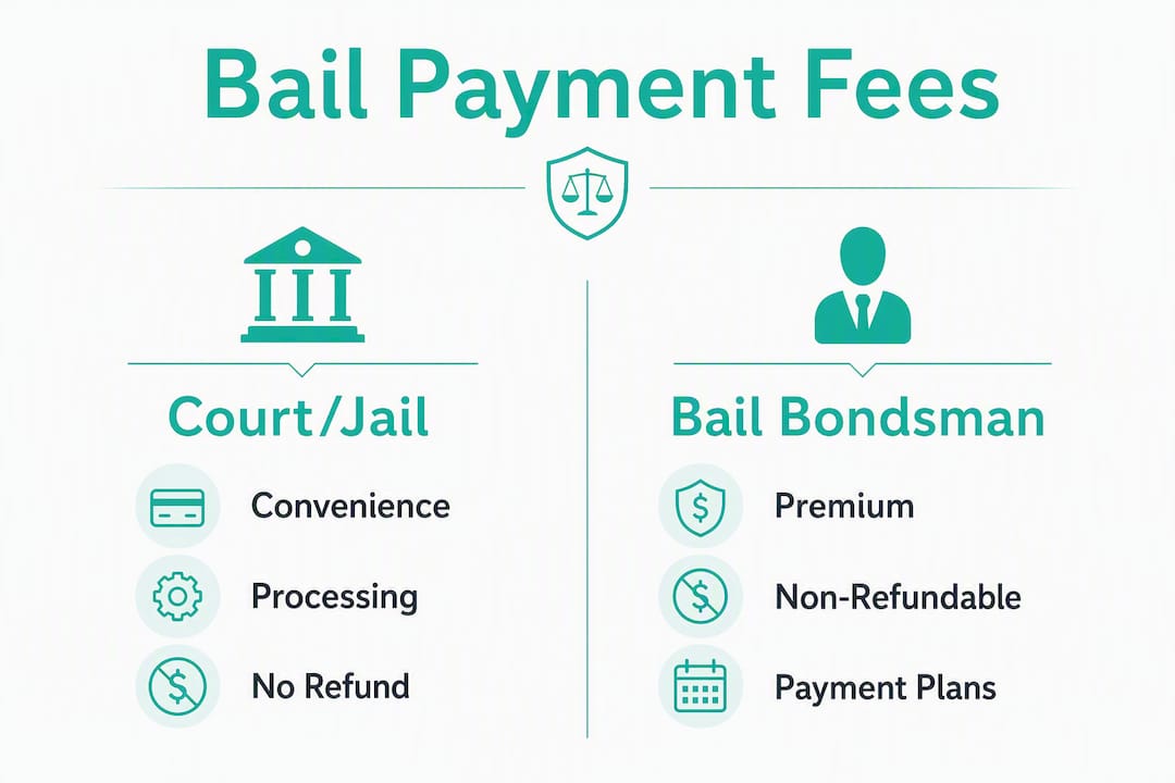 Infographic comparing court/jail and bail bondsman fees