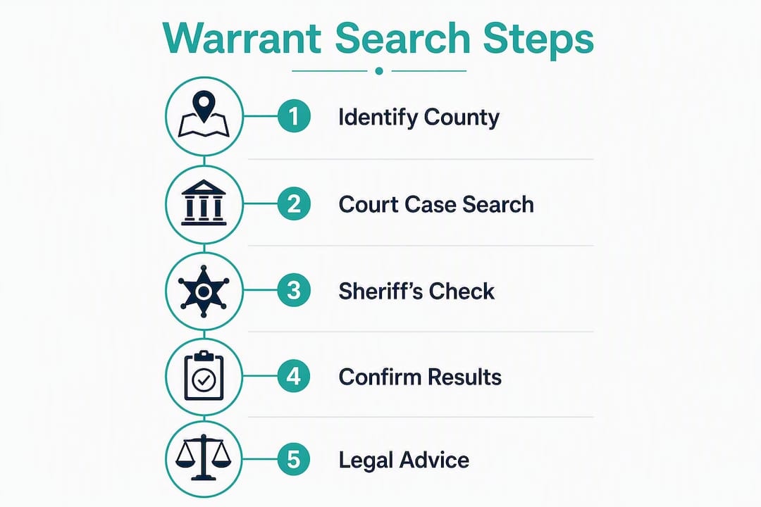 Step-by-step infographic for California warrant searches