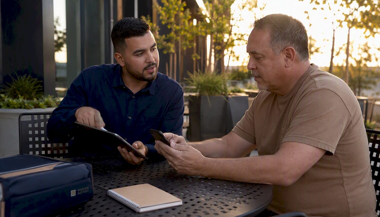 Bail agent explaining bail payment options