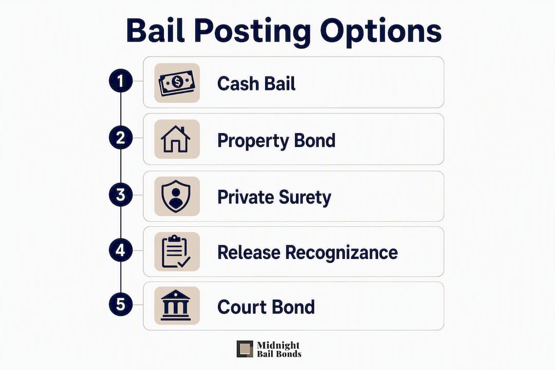 Infographic showing bail posting options