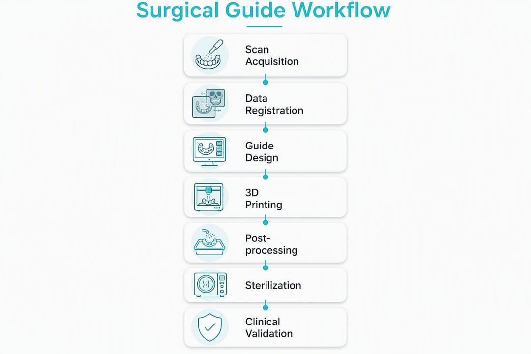 Infographic showing surgical guide workflow steps