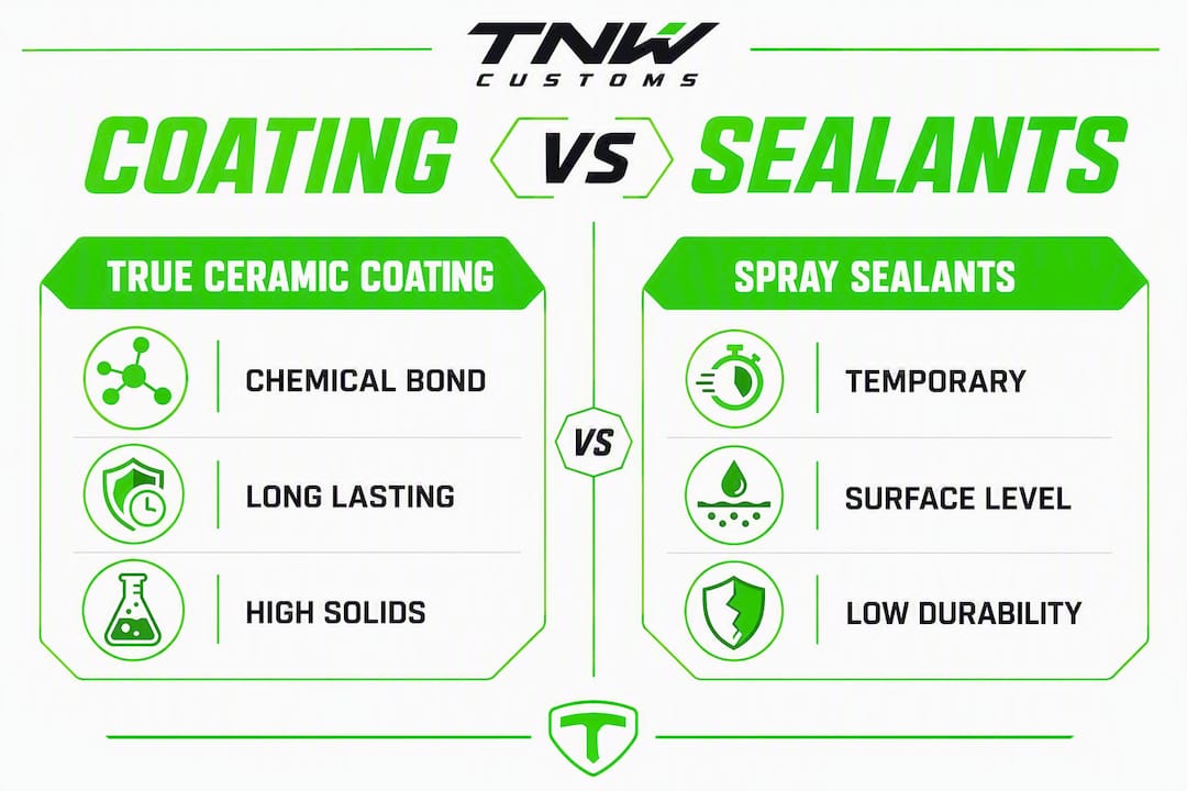 Infographic comparing true ceramic coating and spray sealants