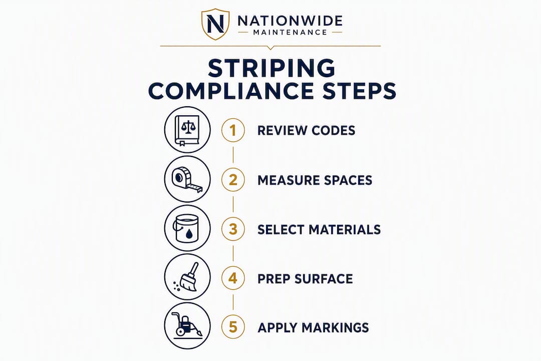 Infographic showing parking lot striping compliance steps