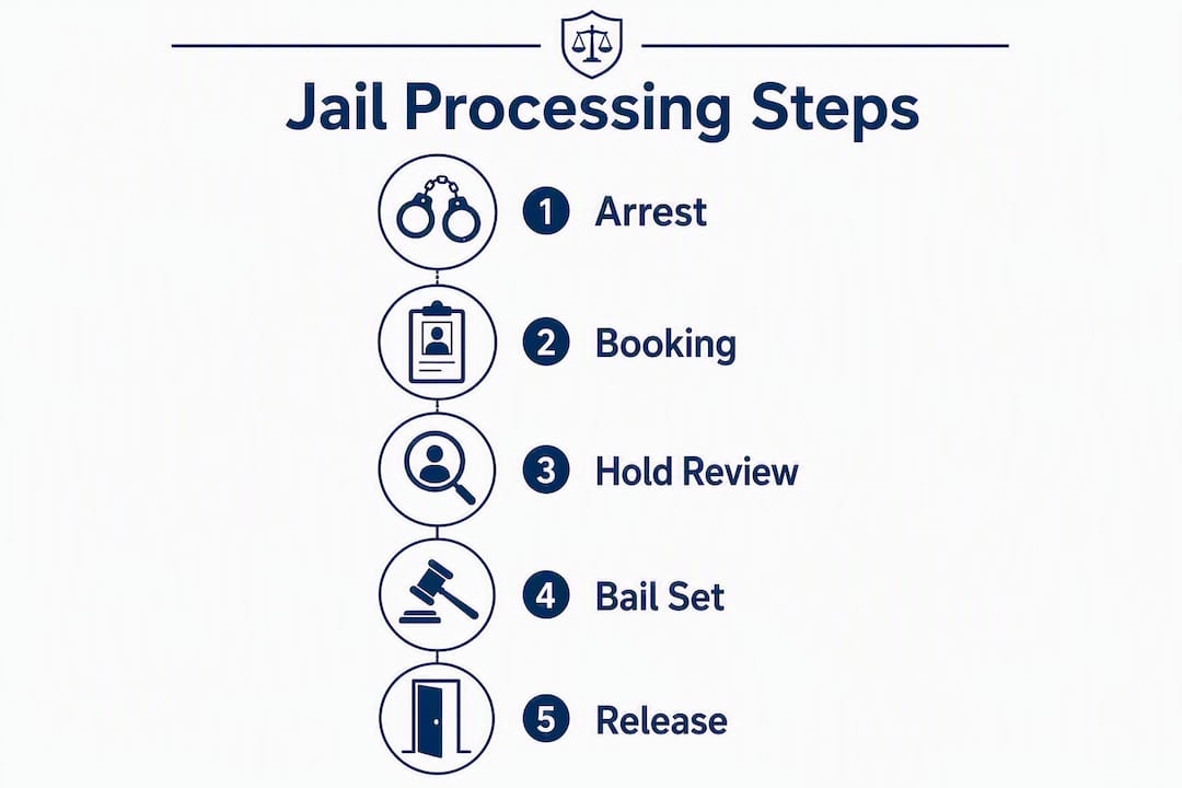 Infographic showing jail processing steps overview