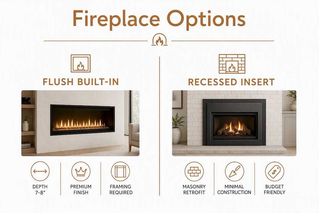 Infographic comparing fireplace types and features