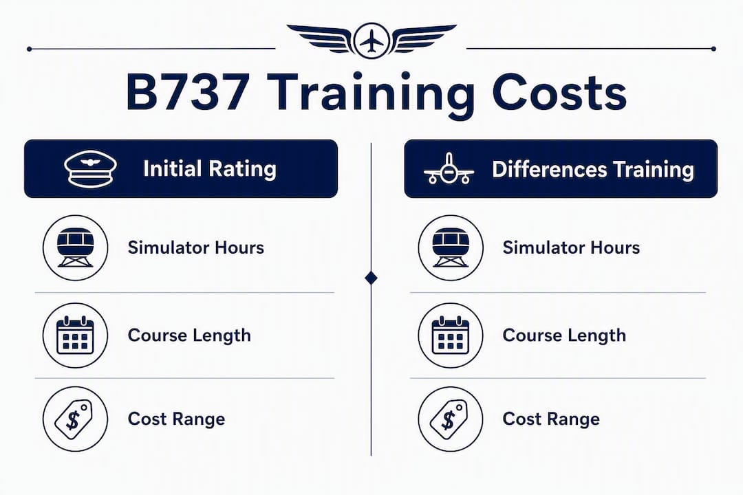 Infographic comparing B737 initial and differences training costs
