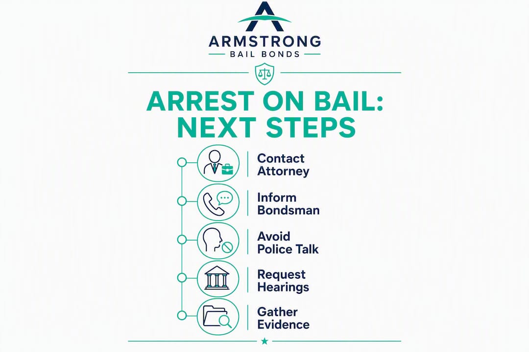 Infographic showing steps after arrest while on bail