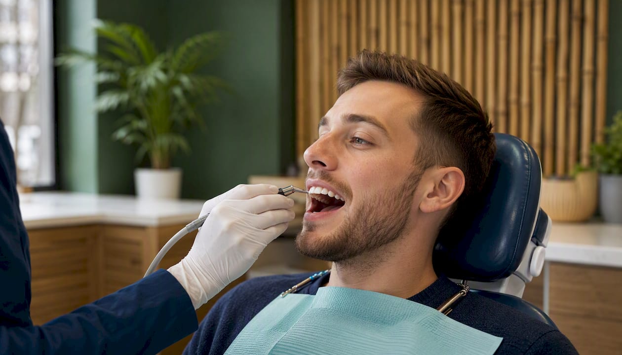 Patient undergoing Invisalign IPR procedure