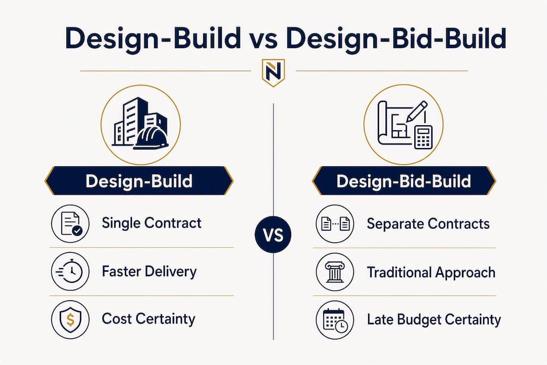 Infographic comparing design-build and design-bid-build methods