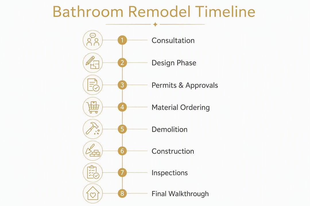 Infographic showing bathroom remodel timeline stages
