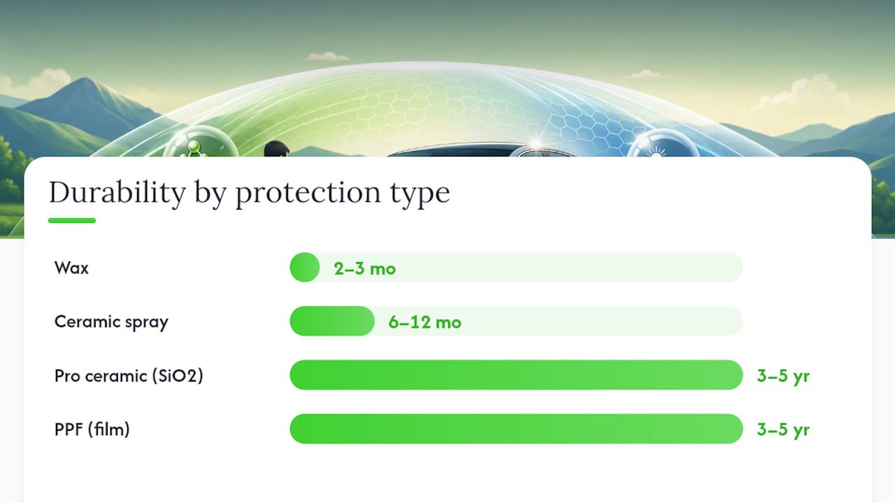 Diagram comparing protection types for car surfaces