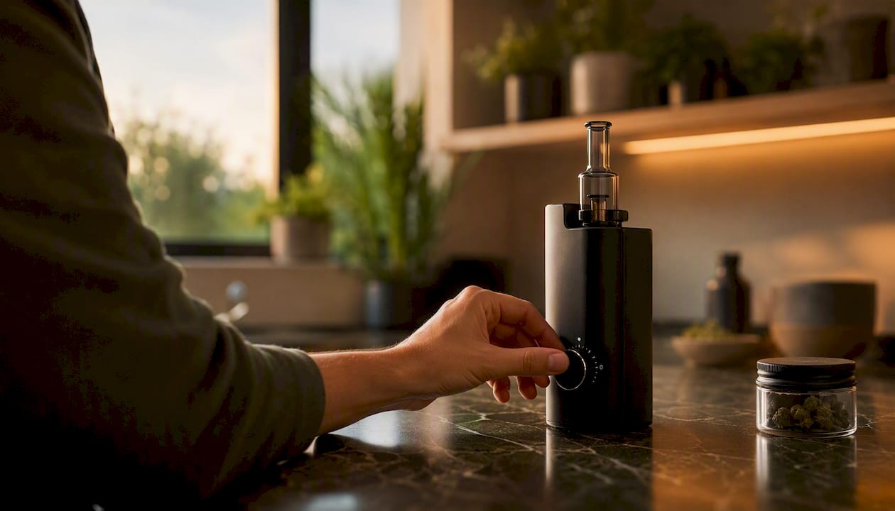 Hand adjusting metered-dose cannabis vaporizer