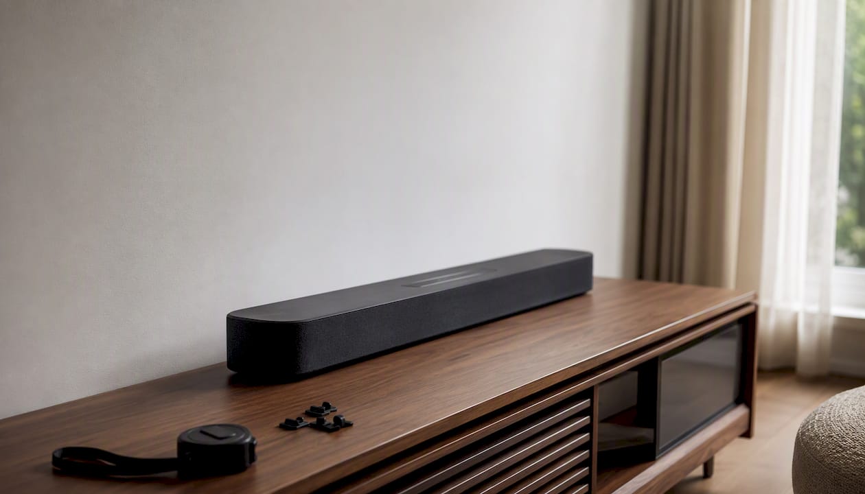 Soundbar below unmounted TV space