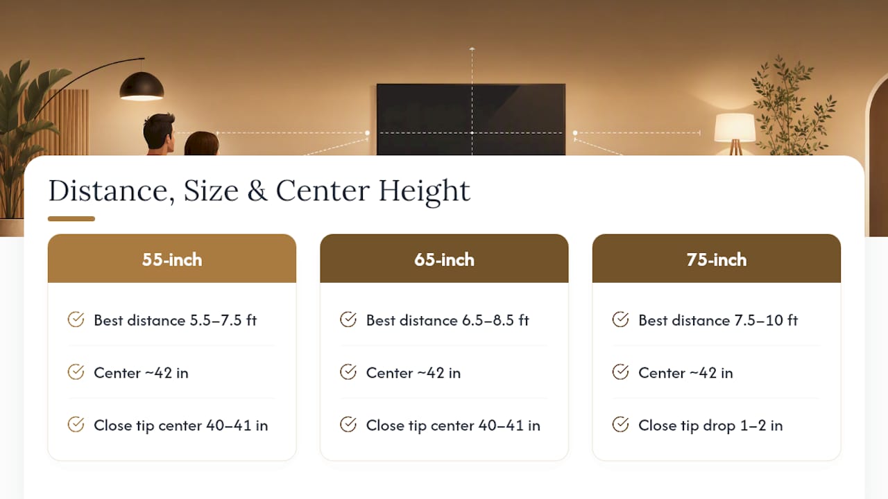 Diagram of viewing distance vs tv mounting height