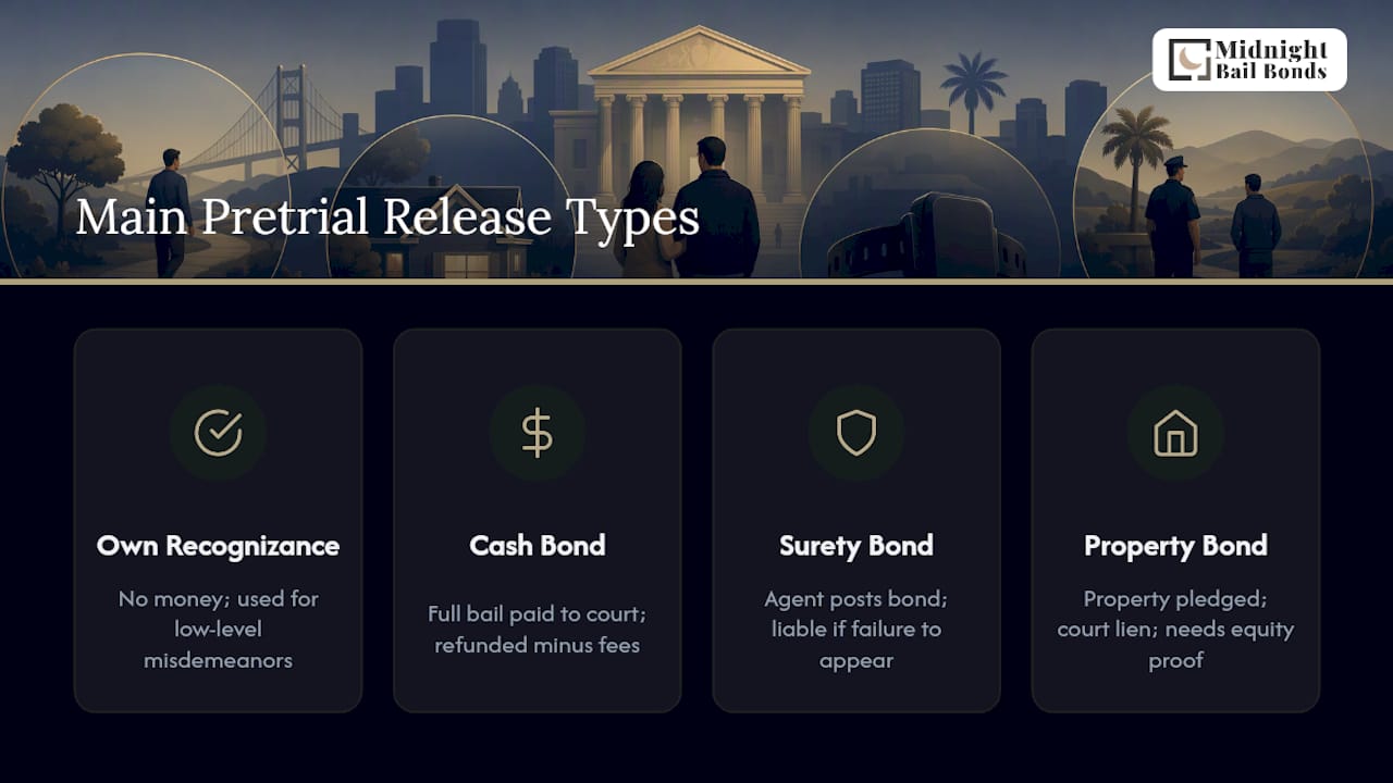 Diagram of California pretrial release types